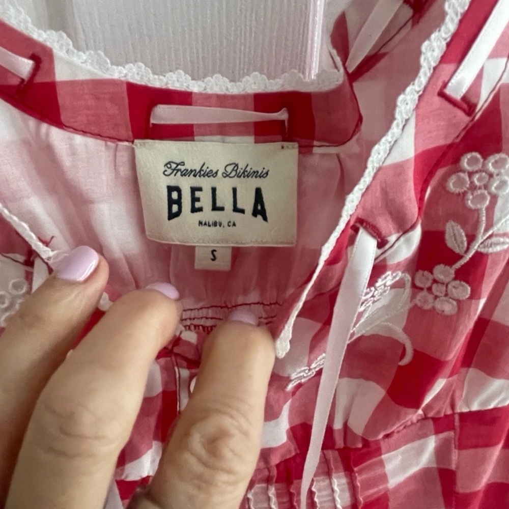 Frankie's Bikinis Red and White Gingham Maxi Dress - Picture 4 of 6